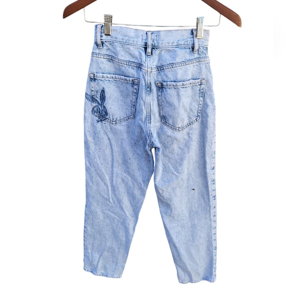 Playboy X Pacsun Embroidered Bunny Tapered Lightwash Denim Jeans Women's 23